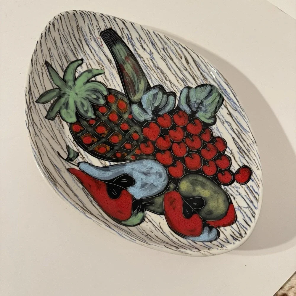 Vtg Italian Hand Painted‎ Pottery Plate MCM Marcello Fantoni Style